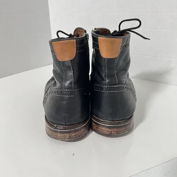 Johnston Murphy Men Warner Cap Toe Chukka Black Zip Leather Boots 10.5 Zip Laces main image 9
